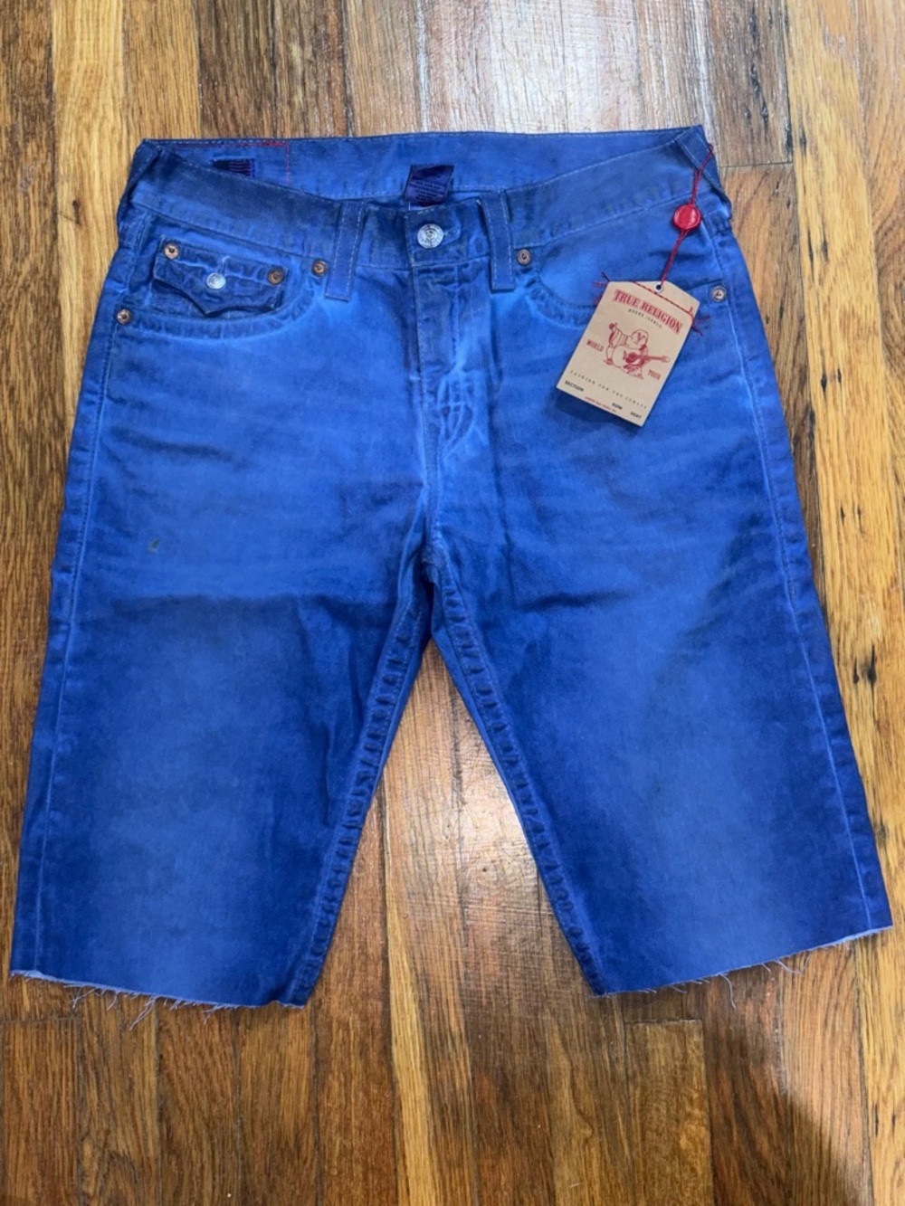 True Religion Vibrant Royal Blue Denim Cutoff Shorts Sz:34